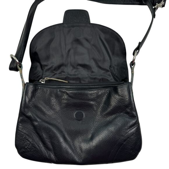 Solace Artsy Art To Wear Black Pebbled Buttery Soft Leather Boho Purse - Picture 7 of 14